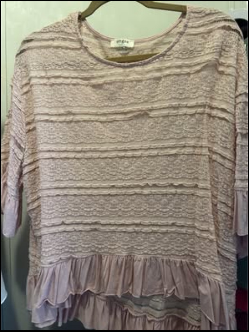 Pink Lace Ruffle Women’s Top